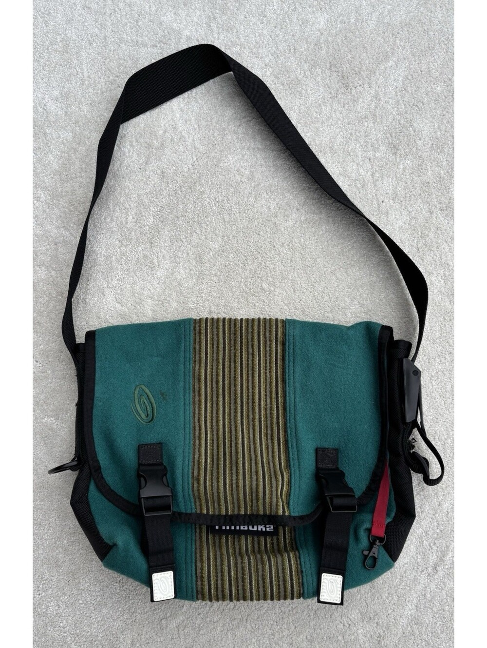 Vtg Timbuk2 Jade Green Messenger Bag With Olive Corduroy Contrast